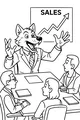 Free Wolf Coloring Page - Business Wolf Leads Office Meeting (Printable PDF)