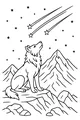 Free Wolf Coloring Page - Howling Wishes Under Starry Mountain Peaks (Printable PDF)