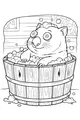 Free Wombat Coloring Page - Spa Day Bubble Bath in a Barrel (Printable PDF)