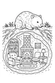 Free Wombat Coloring Page - Cozy Underground Living Room Burrow (Printable PDF)