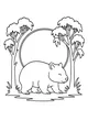 Free Wombat Coloring Page - Walking Under Eucalyptus Trees (Printable PDF)