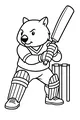 Free Wombat Coloring Page - Cartoon Cricket Batter at the Wicket (Printable PDF)