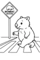 Free Wombat Coloring Page - Cute Wombat at Zebra Crossing (Printable PDF)