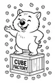Free Wombat Coloring Page - Cartoon Wombat at Cube Factory (Printable PDF)