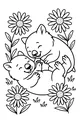 Free Wombat Coloring Page - Baby Wombats Playing in Daisies (Printable PDF)