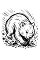 Free Wombat Coloring Page - Fast Digging Dirt Dash (Printable PDF)