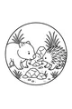 Free Wombat and Echidna Coloring Page - Bushland Friends in a Rocky Circle (Printable PDF)