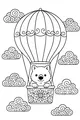 Free Wombat Coloring Page - Cartoon Wombat in Hot Air Balloon (Printable PDF)
