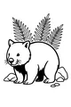 Free Wombat Coloring Page - Cute Cartoon in Ferns (Printable PDF)