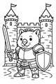 Free Wombat Coloring Page - Brave Knight Guarding a Castle (Printable PDF)