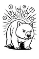 Free Wombat Coloring Page - Cartoon Wombat With Floating Cubes (Printable PDF)