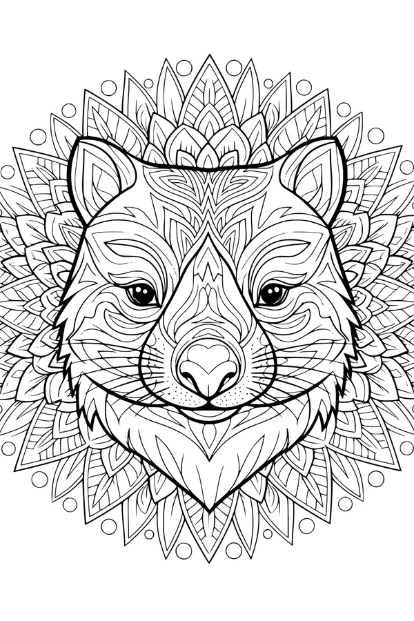 Free Wombat Coloring Page - Mandala Wombat Face Portrait (Printable PDF)