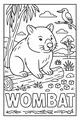 Free Wombat Coloring Page - Cute Log-Top Bushland Scene (Printable PDF)