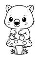 Free Wombat Coloring Page - Cute Wombat on Toadstool Throne (Printable PDF)
