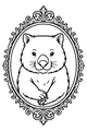 Free Wombat Coloring Page - Smiling Portrait in Ornate Oval Frame (Printable PDF)
