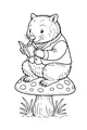 Free Wombat Coloring Page - Reading on a Spotted Mushroom (Printable PDF)