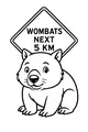 Free Wombat Coloring Page - Cartoon Wombat by Wildlife Road Sign (Printable PDF)