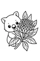 Free Wombat Coloring Page - Cute Cartoon Wombat With Waratah Flower (Printable PDF)