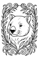 Free Wombat Coloring Page - Cute Portrait in Wildflower Wreath (Printable PDF)