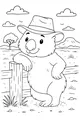Free Wombat Coloring Page - Cartoon Outback Scene With Hat (Printable PDF)