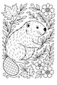 Free Beaver Coloring Page - Cute Beaver in Flower Garden (Printable PDF)