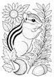 Free Chipmunk Coloring Page - Sunflower Snack in the Forest (Printable PDF)