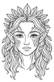 Free Fairy Coloring Page - Leaf-Crowned Woodland Portrait (Printable PDF)