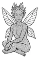 Free Fairy Coloring Page - Woodland Winged Girl Sitting Cross-Legged (Printable PDF)