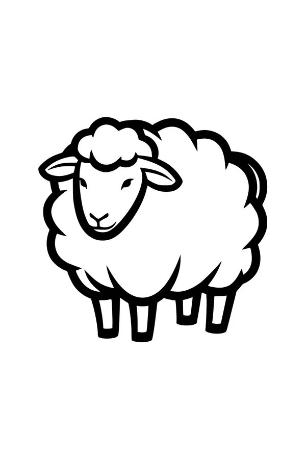 Free Sheep Coloring Page - Fluffy Cartoon Farm Friend (Printable PDF)