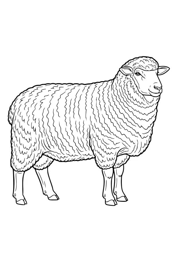 Free Sheep Coloring Page - Woolly Barnyard Friend Standing Tall (Printable PDF)