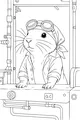 Free Hamster Coloring Page - Cute Engineer at the Controls (Printable PDF)