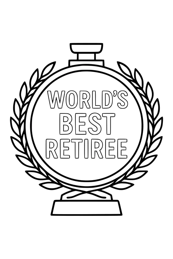 Free Retirement Medal Coloring Page - Worlds Best Retiree Award (Printable PDF)