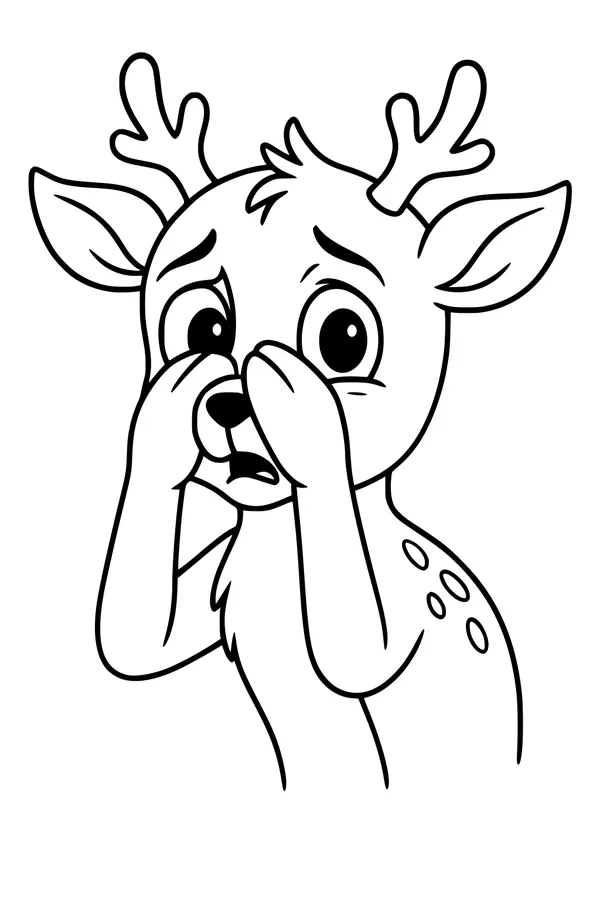 Free Fawn Coloring Page - Surprised Baby Deer With Spots (Printable PDF)