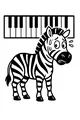 Free Zebra Coloring Page - Worried Cartoon Zebra Under Piano Keyboard (Printable PDF)
