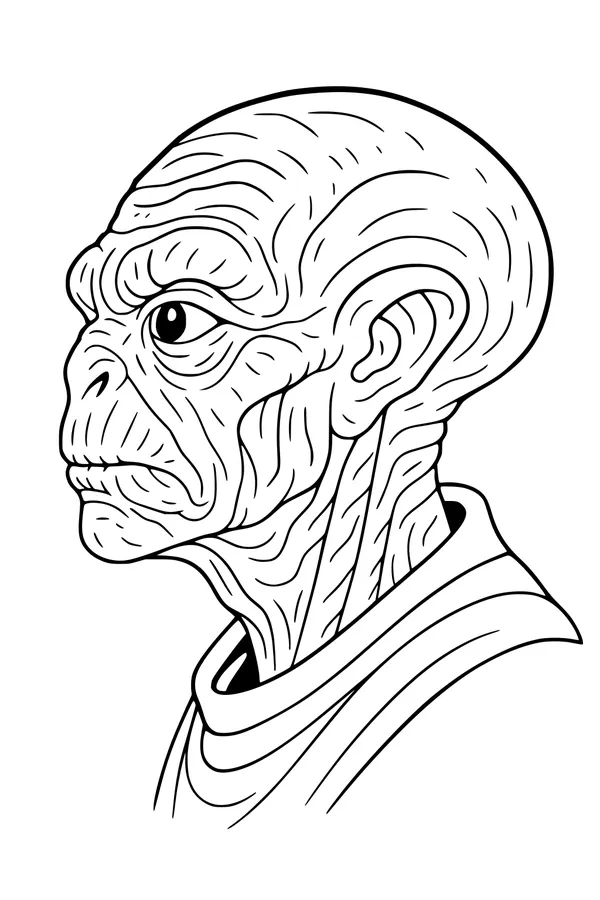 Free Alien Coloring Page - Wise Visitor From the Stars (Printable PDF)