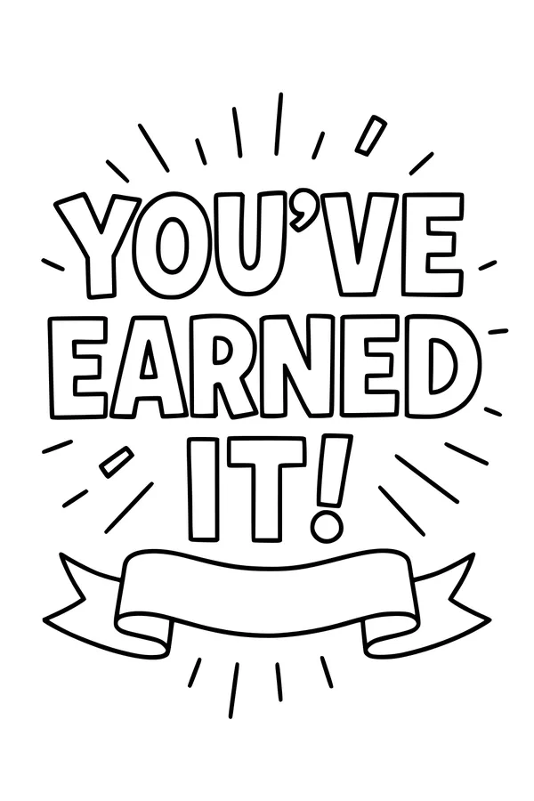 Free Retirement Coloring Page - You've Earned It Celebration Banner (Printable PDF)