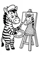Free Zebra Coloring Page - Cartoon Artist Painting Self-Portrait (Printable PDF)