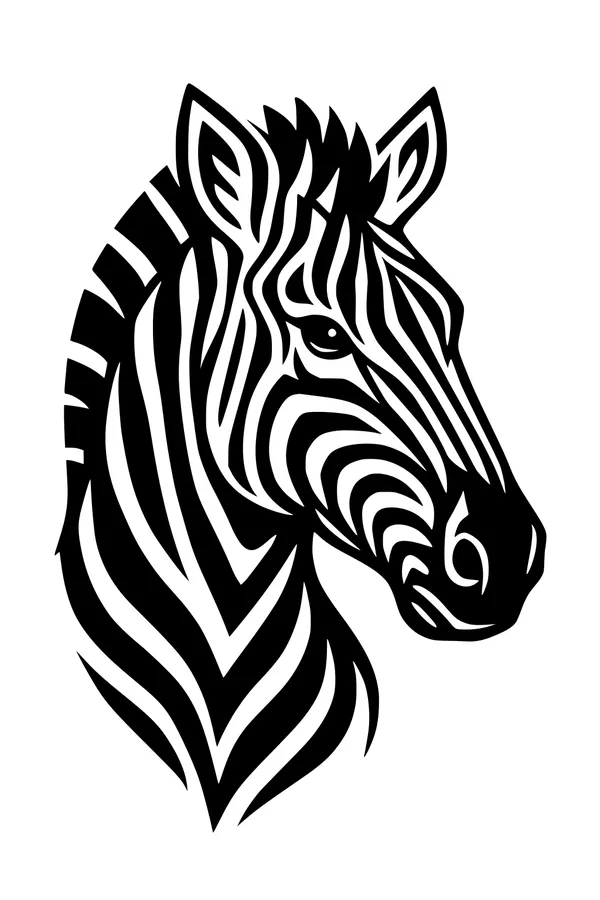 Free Zebra Coloring Page - Striped Zebra Head in Profile (Printable PDF)