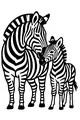 Free Zebra Coloring Page - Mother and Foal Napping in the Savannah (Printable PDF)