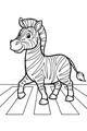 Free Zebra Coloring Page - Smiling Cartoon Zebra on Crosswalk (Printable PDF)