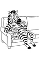 Free Zebra Coloring Page - Cartoon Zebra Lounging on Sofa With Chips (Printable PDF)