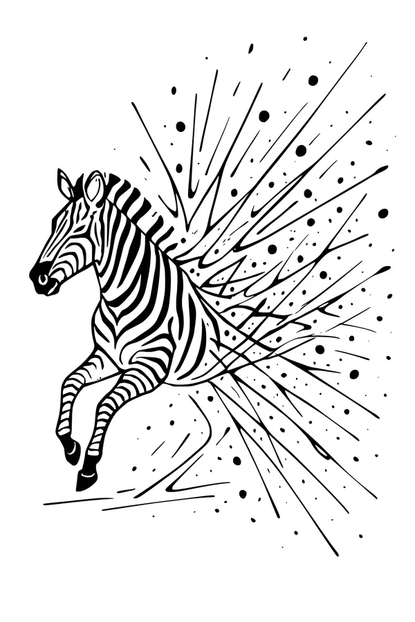 Free Zebra Coloring Page - Leaping Safari Stripes (Printable PDF)