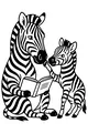 Free Zebra Coloring Page - Mother And Baby Reading Together (Printable PDF)