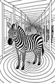 Free Zebra Coloring Page - Stripey Hallway Optical Illusion (Printable PDF)