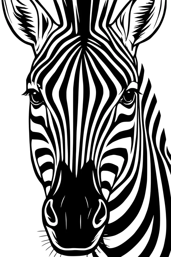 Free Zebra Coloring Page - Intricate Front-Facing Zebra Head (Printable PDF)