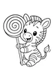 Free Zebra Coloring Page - Cute Cartoon With Swirly Lollipop (Printable PDF)