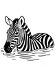 Free Zebra Coloring Page - Stripy Swimmer at the Watering Hole (Printable PDF)
