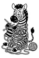 Free Zebra Coloring Page - Knitting a Tangled Striped Scarf (Printable PDF)