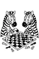 Free Zebra Coloring Page - Cartoon Zebras Playing Chess (Printable PDF)
