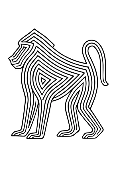 Free Baboon Coloring Page - Zigzag Striped Baboon Outline (Printable PDF)